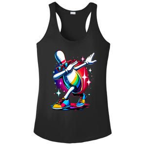 Bowling Pin Dabbing Sunglasses Bowler Player Ladies PosiCharge Competitor Racerback Tank