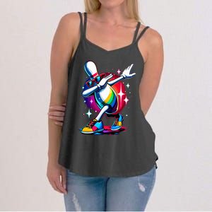 Bowling Pin Dabbing Sunglasses Bowler Player Women's Strappy Tank