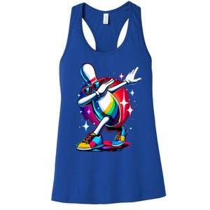 Bowling Pin Dabbing Sunglasses Bowler Player Women's Racerback Tank