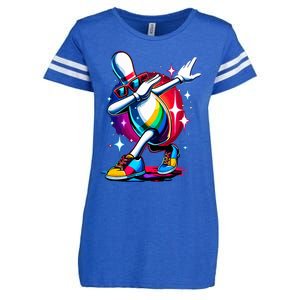 Bowling Pin Dabbing Sunglasses Bowler Player Enza Ladies Jersey Football T-Shirt