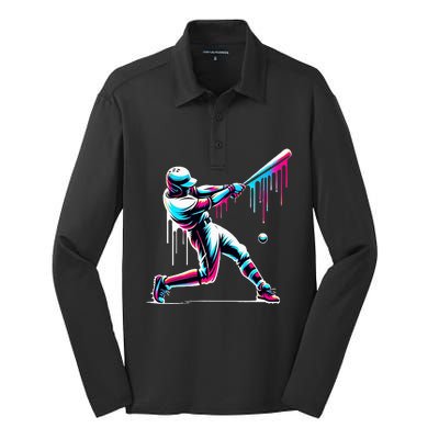 Baseball Player Drip Silk Touch Performance Long Sleeve Polo