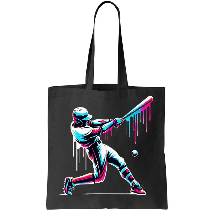 Baseball Player Drip Tote Bag