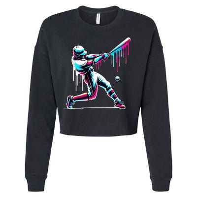 Baseball Player Drip Cropped Pullover Crew