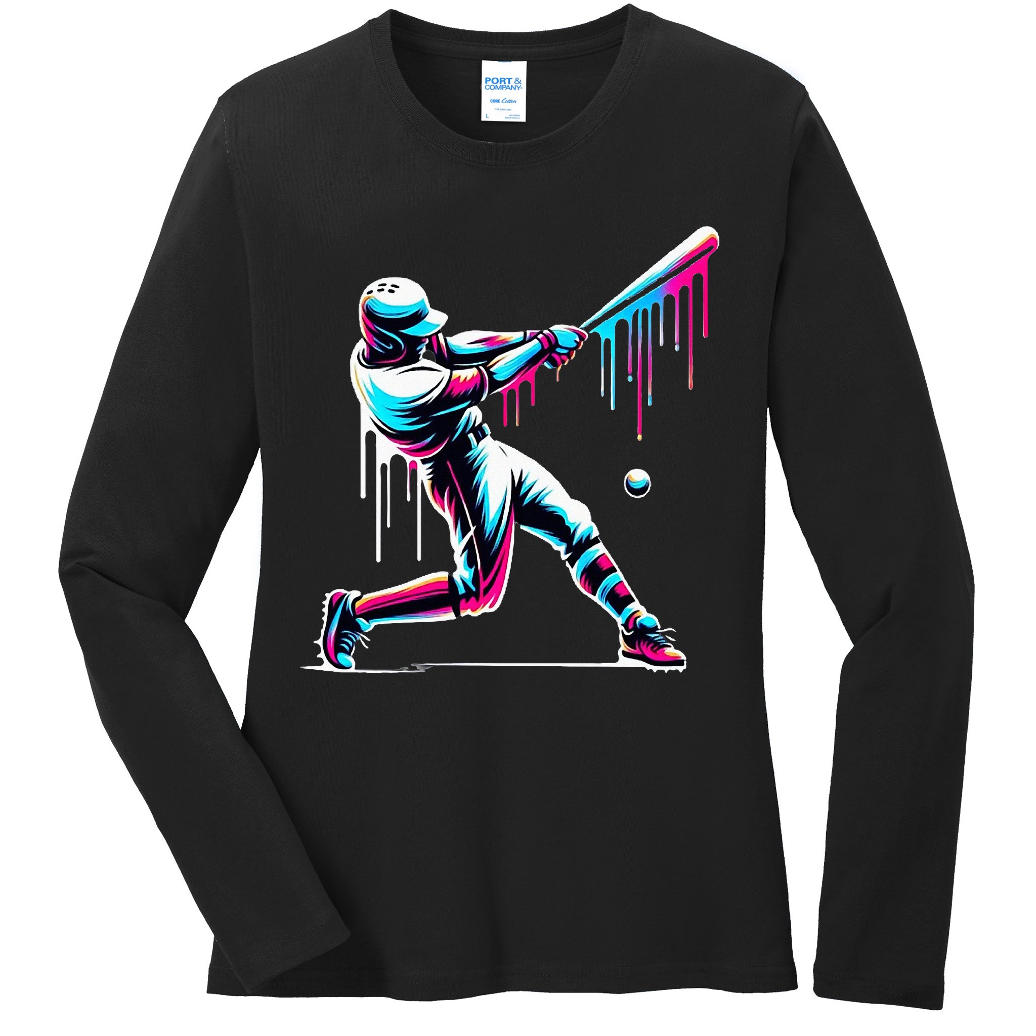 Baseball Player Drip Ladies Long Sleeve Shirt