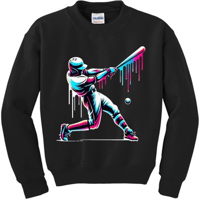 Baseball Player Drip Kids Sweatshirt