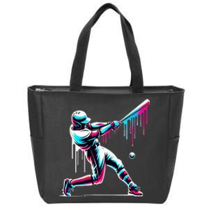 Baseball Player Drip Zip Tote Bag