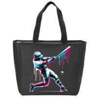 Baseball Player Drip Zip Tote Bag