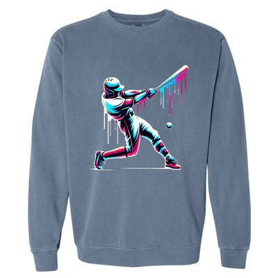 Baseball Player Drip Garment-Dyed Sweatshirt