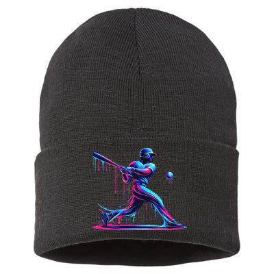 Baseball Player Drip For N Ice Cream Sustainable Knit Beanie