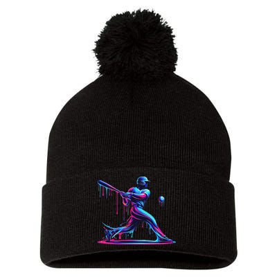 Baseball Player Drip For N Ice Cream Pom Pom 12in Knit Beanie