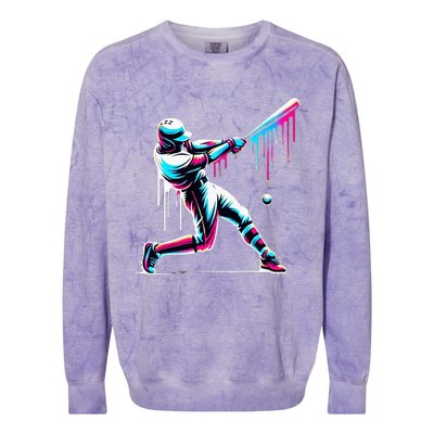 Baseball Player Drip Colorblast Crewneck Sweatshirt