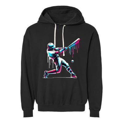 Baseball Player Drip Garment-Dyed Fleece Hoodie