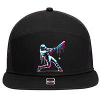 Baseball Player Drip 7 Panel Mesh Trucker Snapback Hat