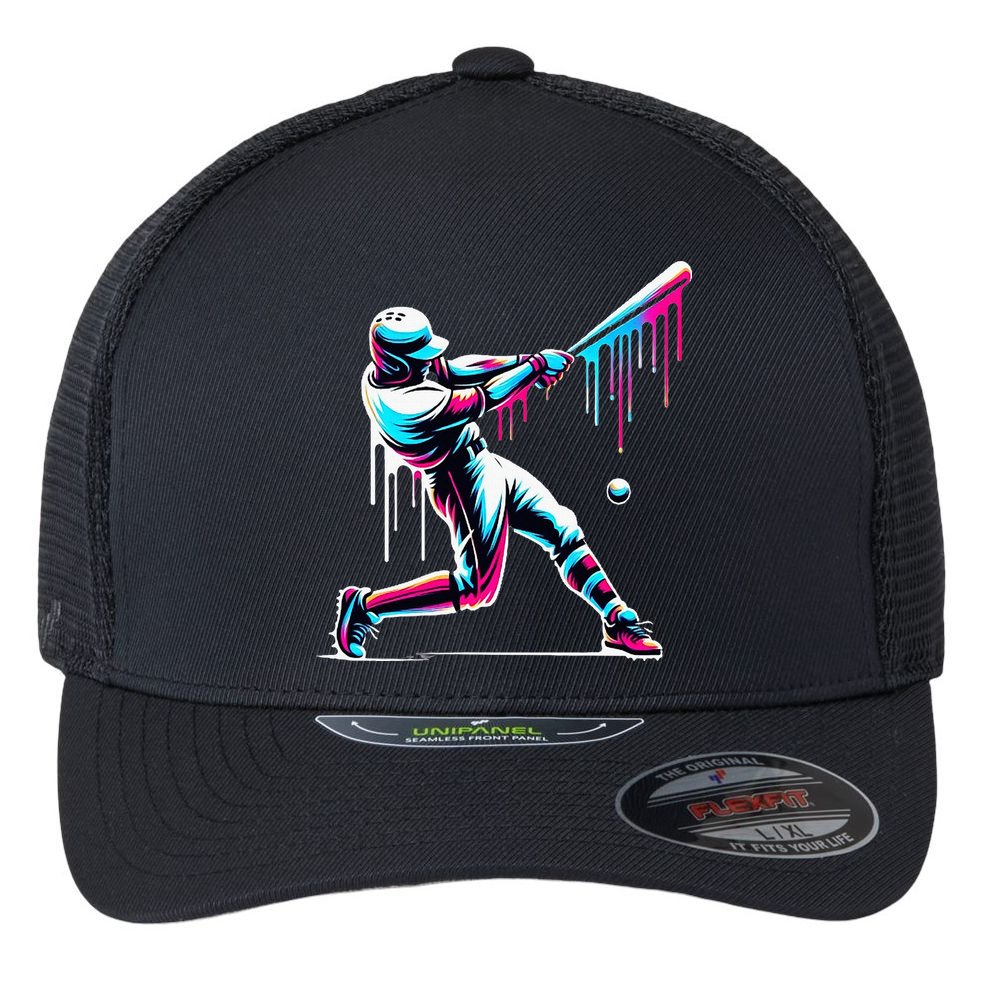 Baseball Player Drip Flexfit Unipanel Trucker Cap