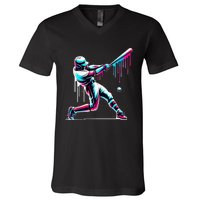 Baseball Player Drip V-Neck T-Shirt