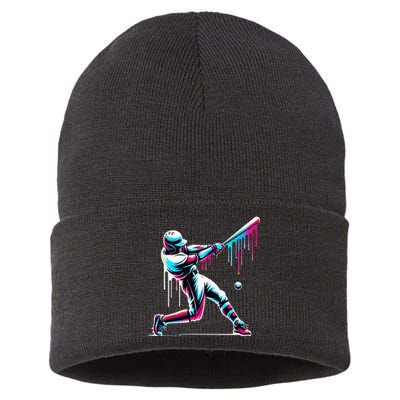 Baseball Player Drip Sustainable Knit Beanie