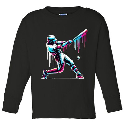 Baseball Player Drip Toddler Long Sleeve Shirt