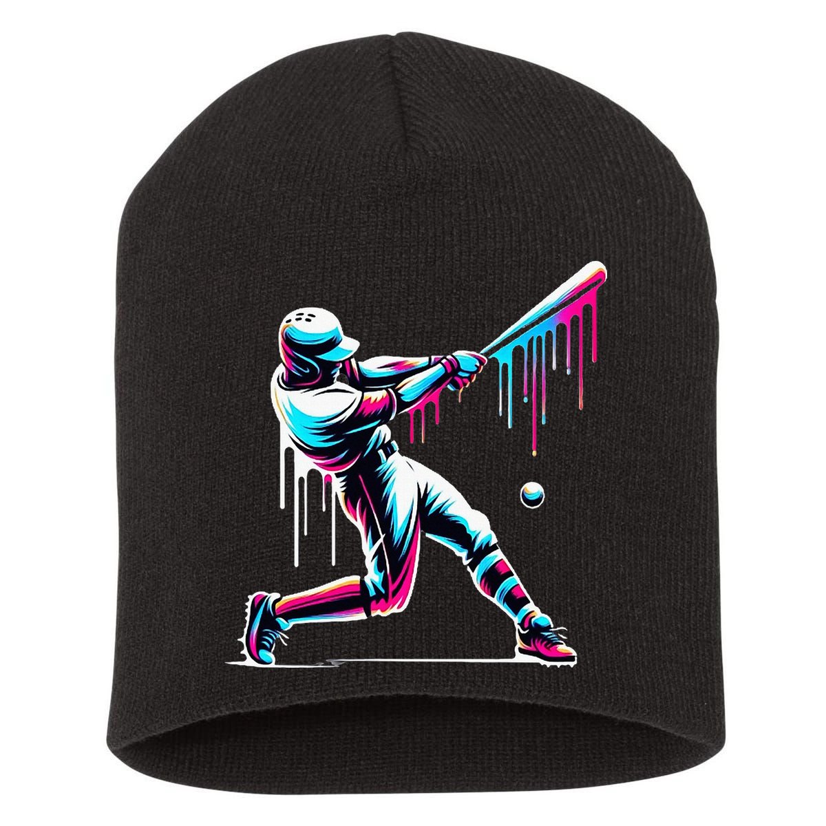 Baseball Player Drip Short Acrylic Beanie