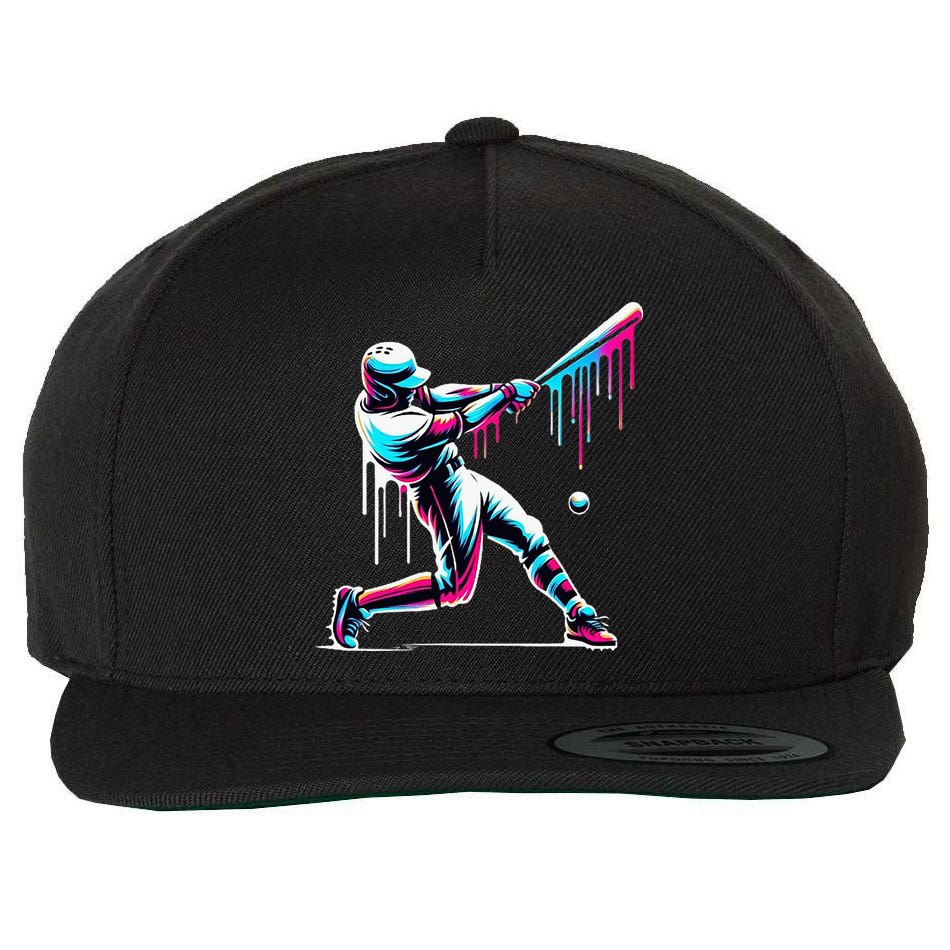 Baseball Player Drip Wool Snapback Cap