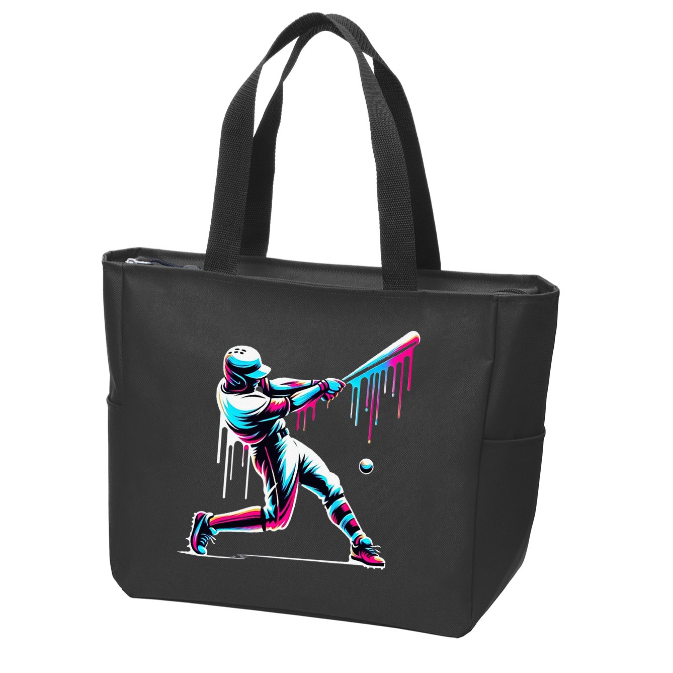 Baseball Player Drip Zip Tote Bag