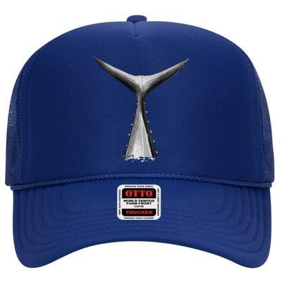 Back Print Deep Sea Fishing Tuna Tail Bluefin Tuna High Crown Mesh Back Trucker Hat