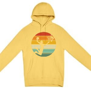 Basketball Player Dunk Retro Sunset Premium Pullover Hoodie