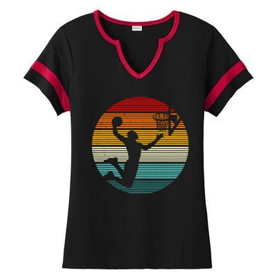 Basketball Player Dunk Retro Sunset Ladies Halftime Notch Neck Tee