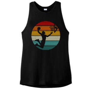 Basketball Player Dunk Retro Sunset Ladies PosiCharge Tri-Blend Wicking Tank