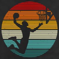 Basketball Player Dunk Retro Sunset 7 Panel Mesh Trucker Snapback Hat