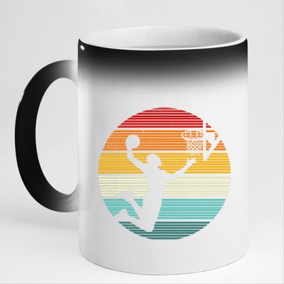 Basketball Player Dunk Retro Sunset 11oz Black Color Changing Mug