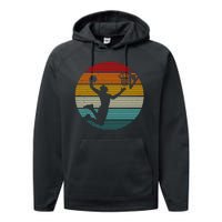 Basketball Player Dunk Retro Sunset Performance Fleece Hoodie