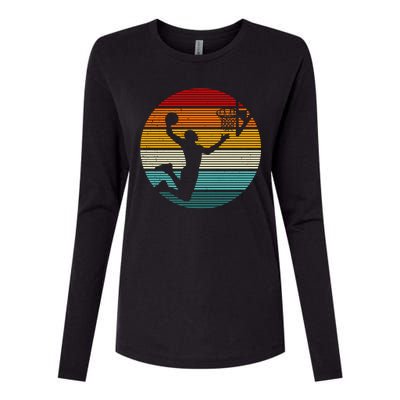 Basketball Player Dunk Retro Sunset Womens Cotton Relaxed Long Sleeve T-Shirt