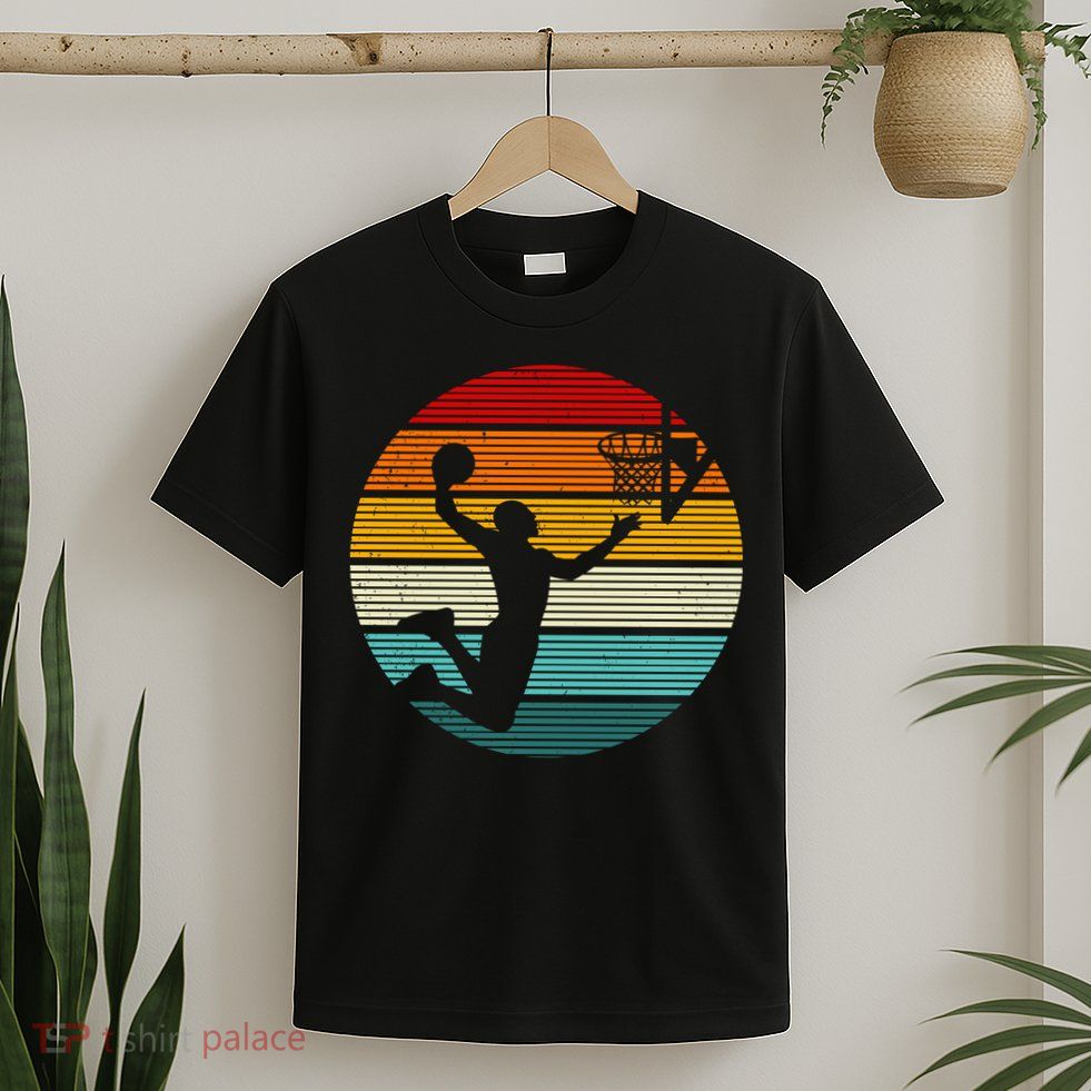 Basketball Player Dunk Retro Sunset T-Shirt