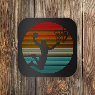 Basketball Player Dunk Retro Sunset Coaster