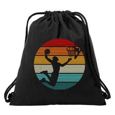 Basketball Player Dunk Retro Sunset Drawstring Bag