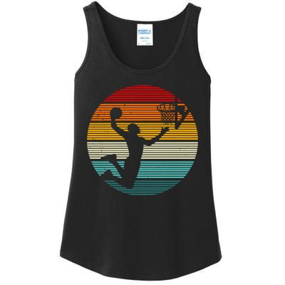 Basketball Player Dunk Retro Sunset Ladies Essential Tank