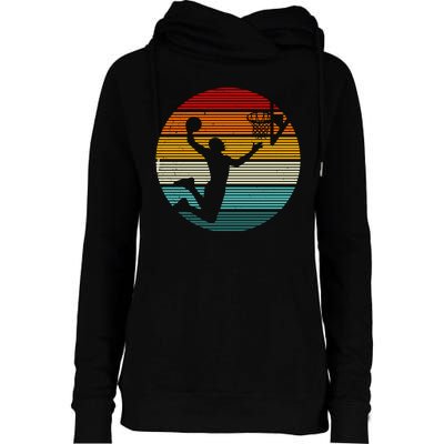 Basketball Player Dunk Retro Sunset Womens Funnel Neck Pullover Hood