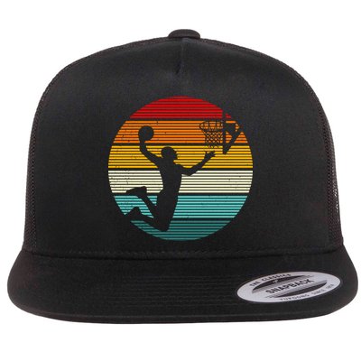 Basketball Player Dunk Retro Sunset Flatbill Hat