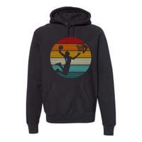 Basketball Player Dunk Retro Sunset Premium Hoodie