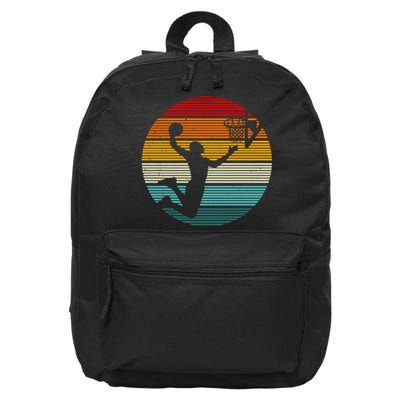 Basketball Player Dunk Retro Sunset 16 in Basic Backpack