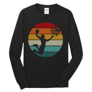 Basketball Player Dunk Retro Sunset Tall Long Sleeve T-Shirt