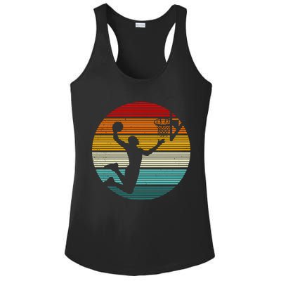Basketball Player Dunk Retro Sunset Ladies PosiCharge Competitor Racerback Tank