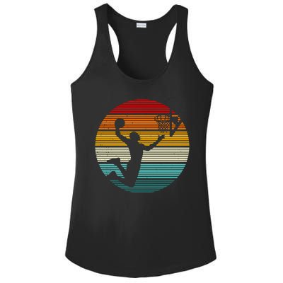 Basketball Player Dunk Retro Sunset Ladies PosiCharge Competitor Racerback Tank