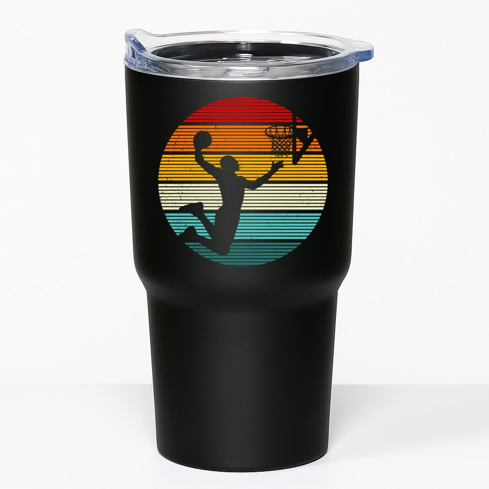 Basketball Player Dunk Retro Sunset Tumbler
