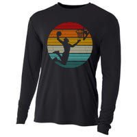 Basketball Player Dunk Retro Sunset Cooling Performance Long Sleeve Crew