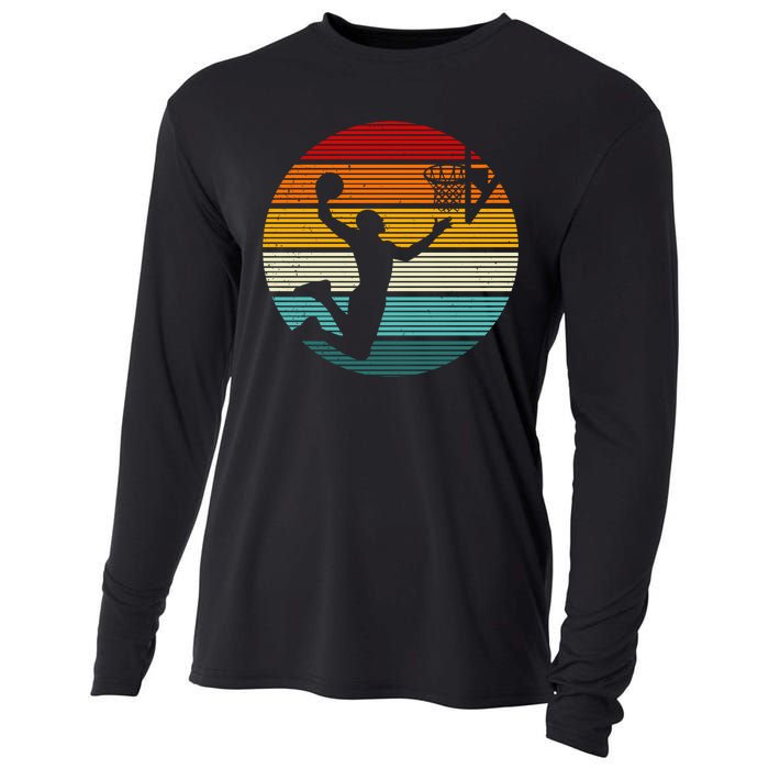 Basketball Player Dunk Retro Sunset Cooling Performance Long Sleeve Crew