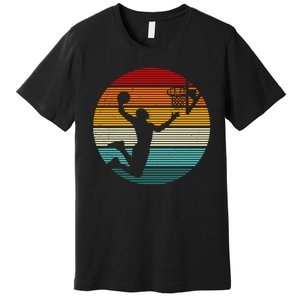 Basketball Player Dunk Retro Sunset Premium T-Shirt