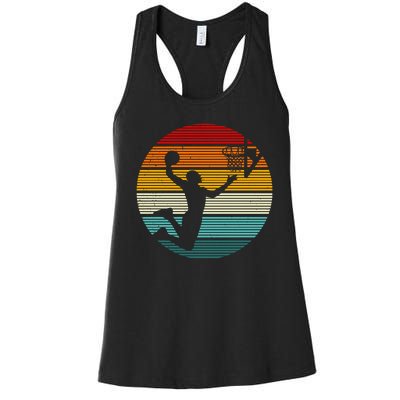 Basketball Player Dunk Retro Sunset Women's Racerback Tank