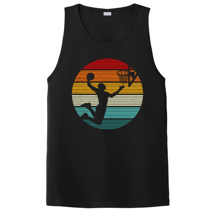 Basketball Player Dunk Retro Sunset PosiCharge Competitor Tank