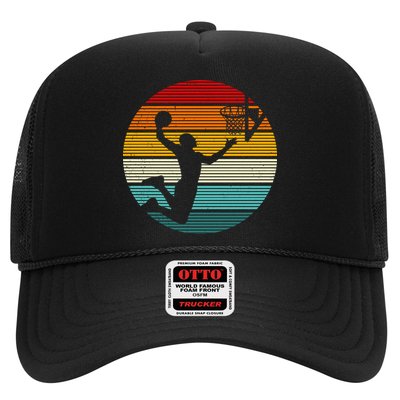 Basketball Player Dunk Retro Sunset Trucker Hat